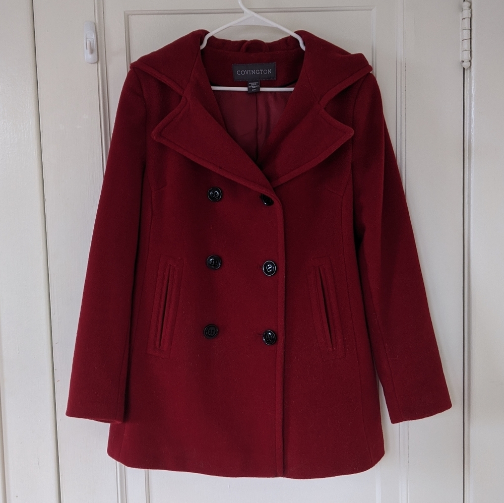 Red Pea Coat by Covington